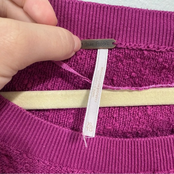 Free People Found My Friend Pullover Sweater in Wild Aster Pink Magenta Size XL - Picture 5 of 8